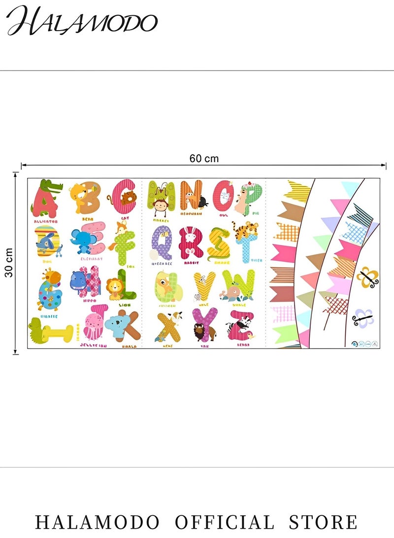 HALAMODO Animal Alphabet Wall Decals Colour Decals Stickers ABC Educational Wall Stickers Removable Stick Letters Wall Decals for Bedroom Wall Décor for Girls Boys Baby Room & Nursery - Image 5