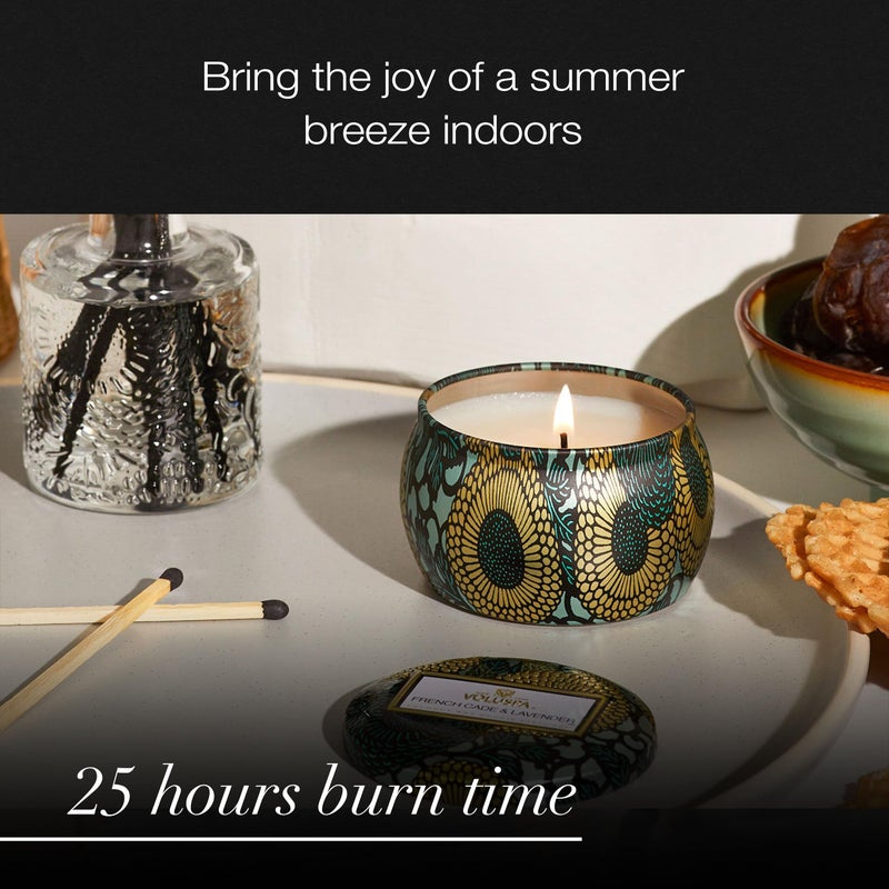 Voluspa French Cade Lavender, Mini Tin Candle, 4 oz, 25 Hour Burn Time, Coconut Wax for Clean Burning, Handcrafted in The USA - Image 5