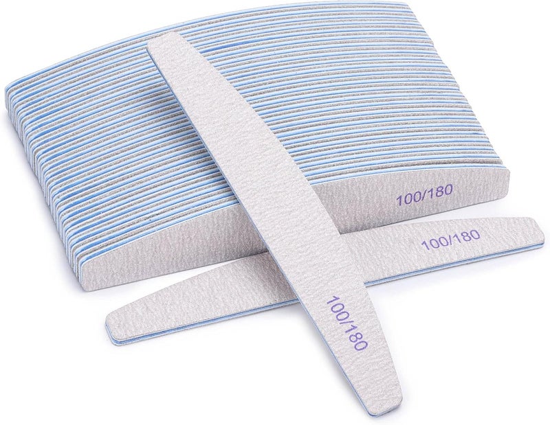 BTYMS Nail Files for Acrylic Nails 100/180 Grit，25 Pieces Double Sided Emery Boards Limas Profesional Manicure Buffer Nails File - Image 1