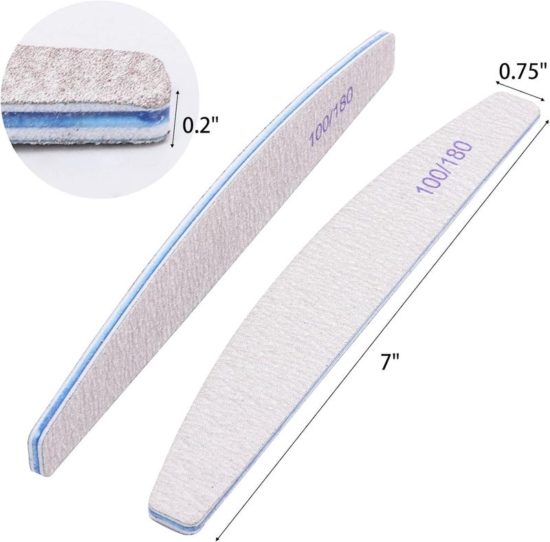 BTYMS Nail Files for Acrylic Nails 100/180 Grit，25 Pieces Double Sided Emery Boards Limas Profesional Manicure Buffer Nails File - Image 3