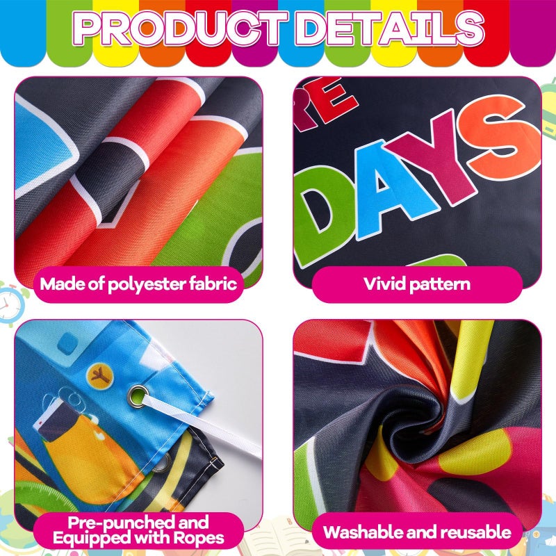 OBUSATT 100th Day of School Decorations Happy 100 Days of School Porch Banner Large We Are 100 Days Smarter Backdrop Happy 100TH DAY Poster Party Photography Background for Kids Classroom Party Supplies - Image 3