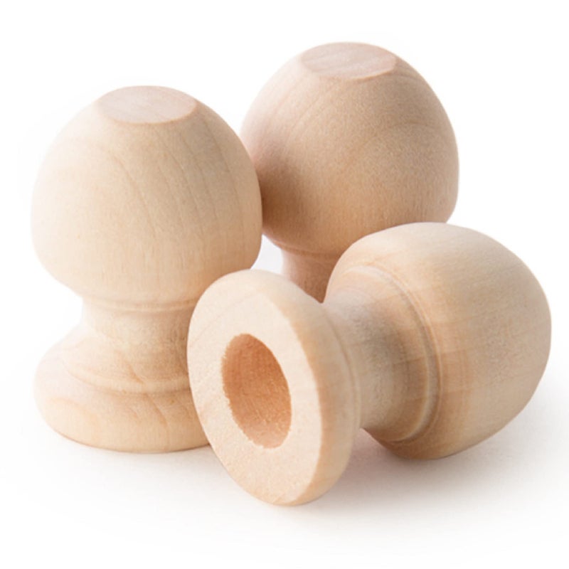 Pinehurst Crafts Wood Dowel Rod Finials 1116 Inch Tall with 38 Inch Hole Pack of 50
