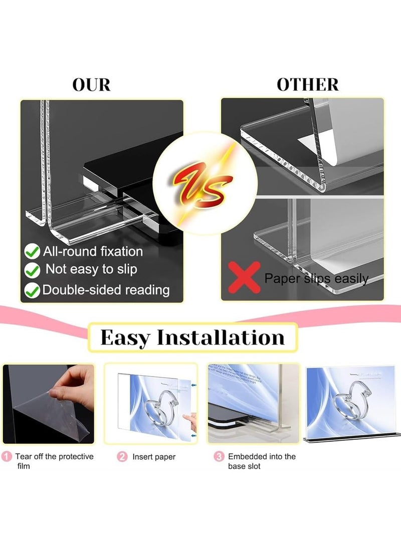 Slasa SLASA 6 Pack Acrylic Sign Holder A4 – T Type Double Sided Clear Display Stand, Table Top Vertical Menu Flyer Paper Holder for Store, Restaurant, Hotel, Office (11.4 x 8.2 Inch) - Image 2