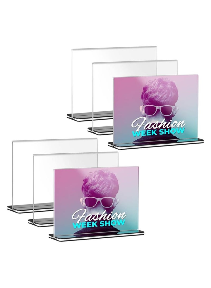 Slasa SLASA 6 Pack Acrylic Sign Holder A4 – T Type Double Sided Clear Display Stand, Table Top Vertical Menu Flyer Paper Holder for Store, Restaurant, Hotel, Office (11.4 x 8.2 Inch) - Image 1