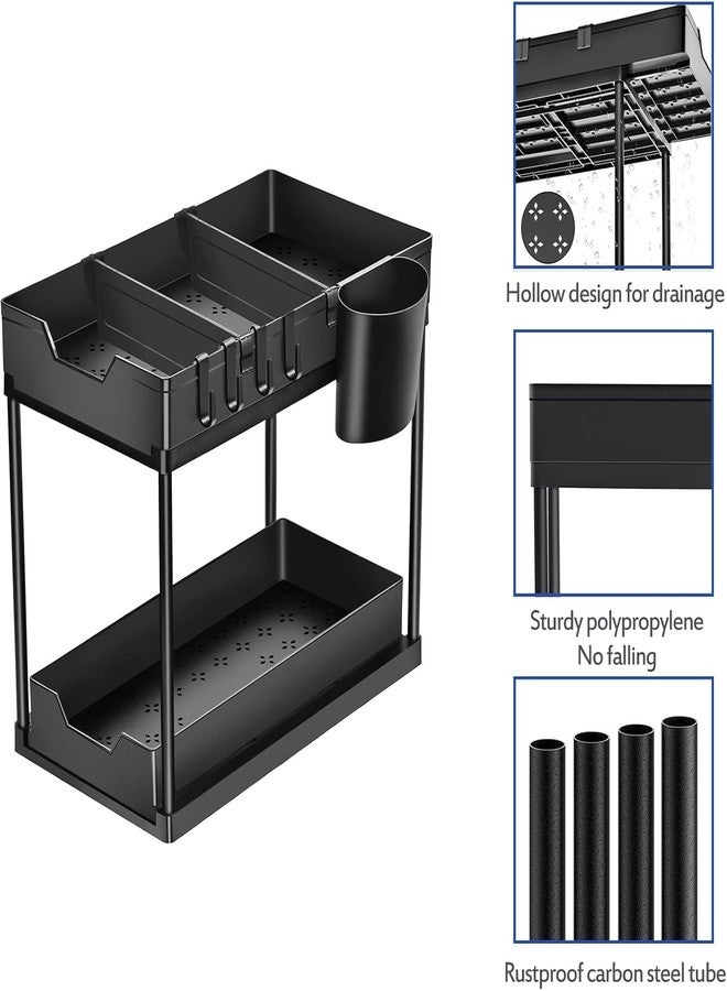 Kevim 1-Pack Under Sink Organizer – 2-Tier Sliding Drawer Storage Rack for Kitchen, Bathroom, and Cabinet Organization – Black - Image 5