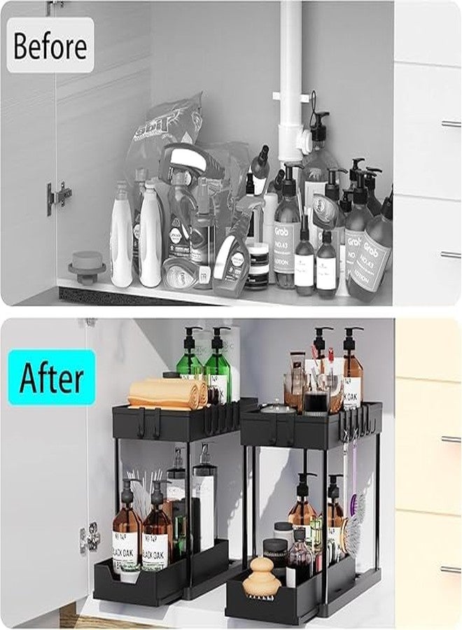 Kevim 1-Pack Under Sink Organizer – 2-Tier Sliding Drawer Storage Rack for Kitchen, Bathroom, and Cabinet Organization – Black - Image 2