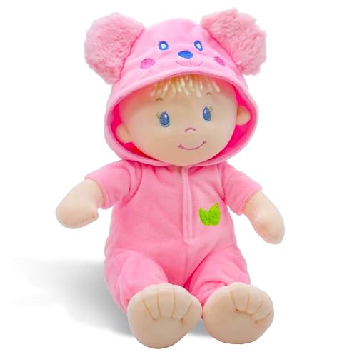 June Garden 12 Sweet Dolly Frida  Stuffed Ultra Soft Baby Bear Doll for Birth and Up  Removable Pink Outfit - Image 1