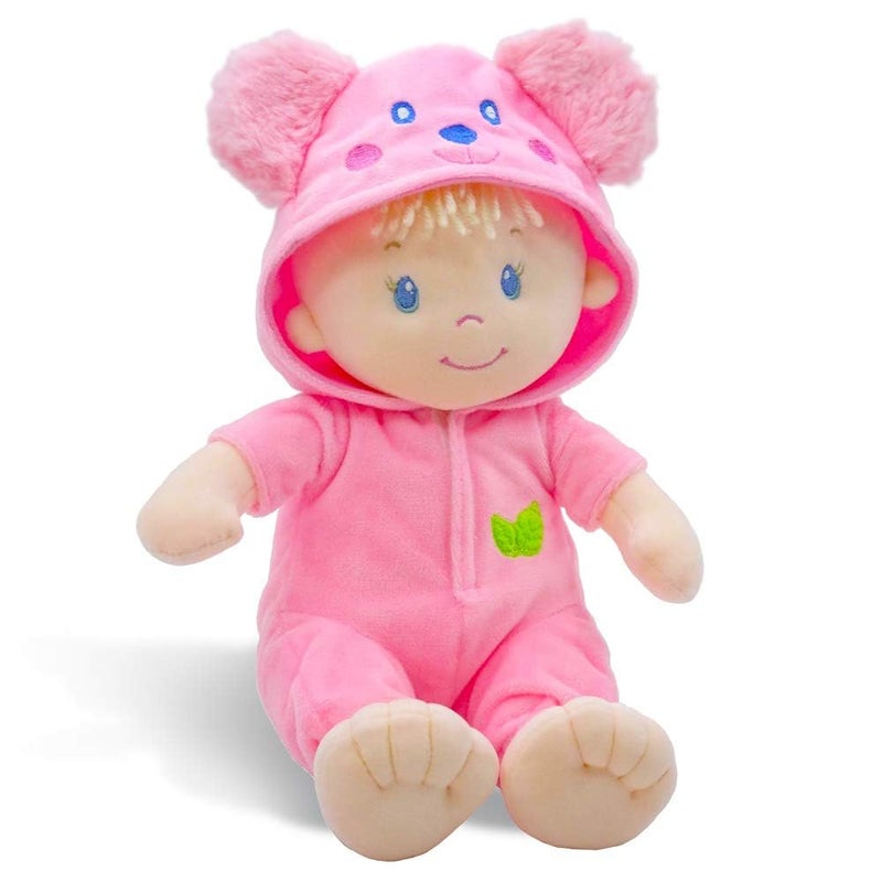 June Garden 12 Sweet Dolly Frida  Stuffed Ultra Soft Baby Bear Doll for Birth and Up  Removable Pink Outfit - Image 3