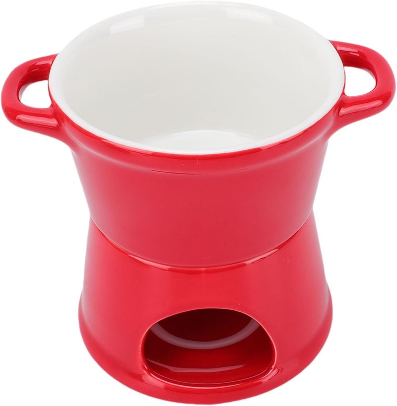 Varied size selections Chocolate Fondue Mug, 300ml Ceramic Butter Warmer Pot, Dessert Pot with Stainless Steel Fork, Ideal for Melting Cheese, Chocolate & Kitchen Dining Party Gift (Red) Varied size selections - Image 1