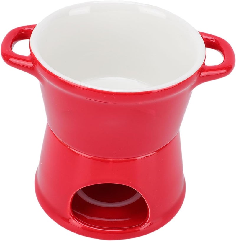 Varied size selections Chocolate Fondue Mug, 300ml Ceramic Butter Warmer Pot, Dessert Pot with Stainless Steel Fork, Ideal for Melting Cheese, Chocolate & Kitchen Dining Party Gift (Red) Varied size selections - Image 2