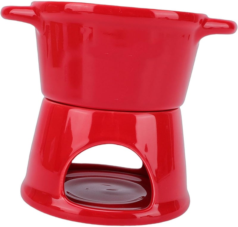 Varied size selections Chocolate Fondue Mug, 300ml Ceramic Butter Warmer Pot, Dessert Pot with Stainless Steel Fork, Ideal for Melting Cheese, Chocolate & Kitchen Dining Party Gift (Red) Varied size selections - Image 4