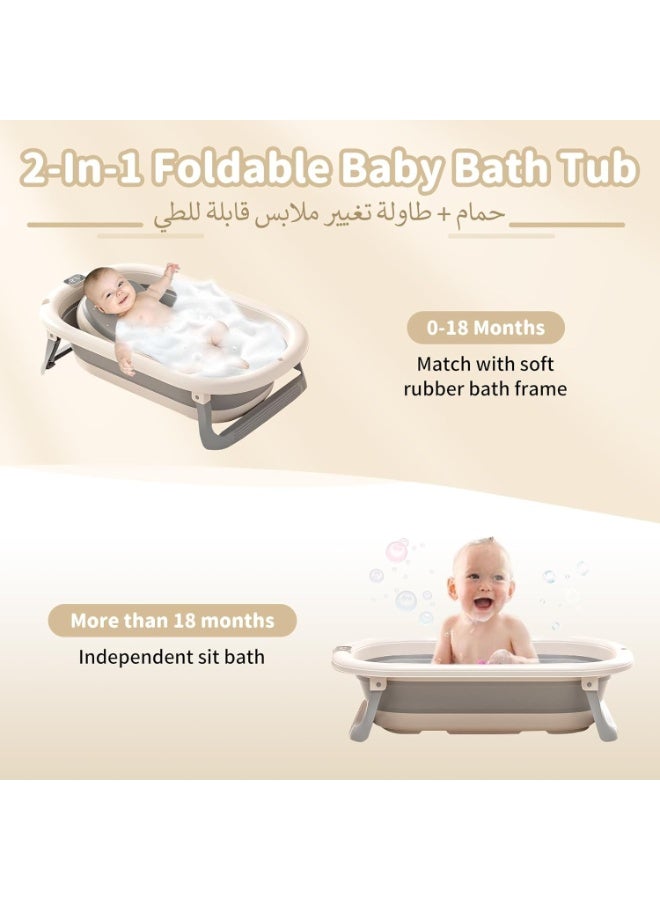 انفوسن حوض استحمام للاطفال قابل للطي مع مقعد من  - حوض استحمام محمول للرضع، فتحة تصريف ومقياس حرارة، ارجل مضادة للانقلاب، حوض استحمام مانع للانزلاق للاولاد والبنات من عمر 0-8 سنوات - Image 5