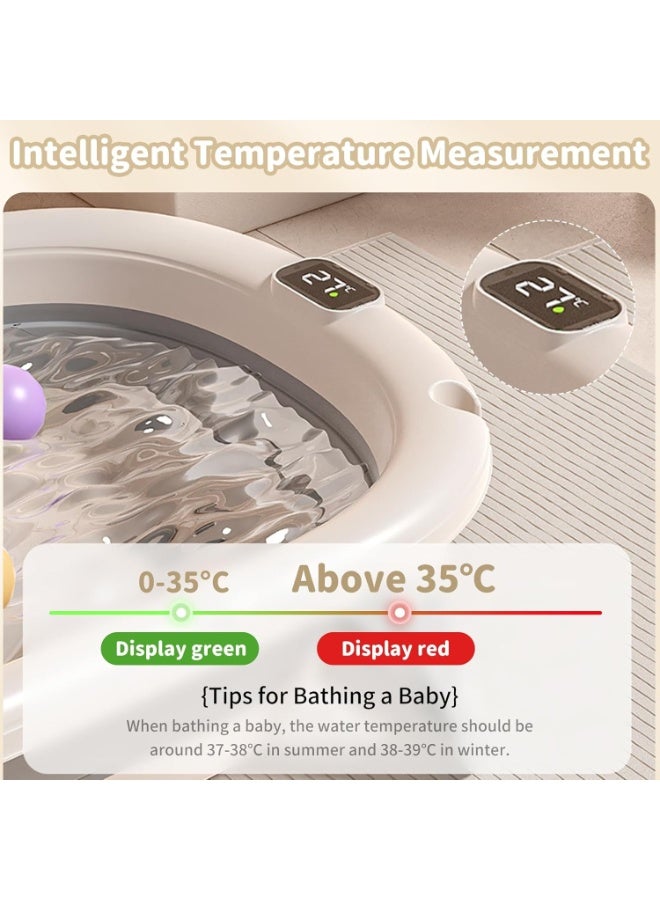 انفوسن حوض استحمام للاطفال قابل للطي مع مقعد من  - حوض استحمام محمول للرضع، فتحة تصريف ومقياس حرارة، ارجل مضادة للانقلاب، حوض استحمام مانع للانزلاق للاولاد والبنات من عمر 0-8 سنوات - Image 2