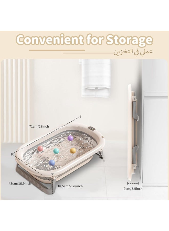 انفوسن حوض استحمام للاطفال قابل للطي مع مقعد من  - حوض استحمام محمول للرضع، فتحة تصريف ومقياس حرارة، ارجل مضادة للانقلاب، حوض استحمام مانع للانزلاق للاولاد والبنات من عمر 0-8 سنوات - Image 4