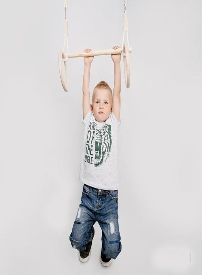 Boffle Trapeze bar Baby Swing, Indoor Gymnastic Rings, Monkey Bars Gorilla Gym, Gymnastics Pull up Equipment for Kids, Olympic Rings and Swings for Calisthenics - Image 2