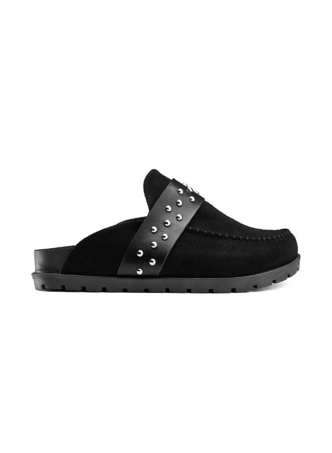 Stylish women's clogs with metal studs - made of high-quality suede - Image 2