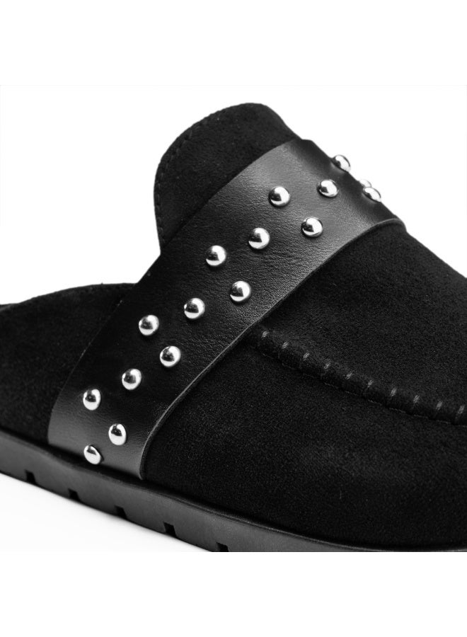 Stylish women's clogs with metal studs - made of high-quality suede - Image 3