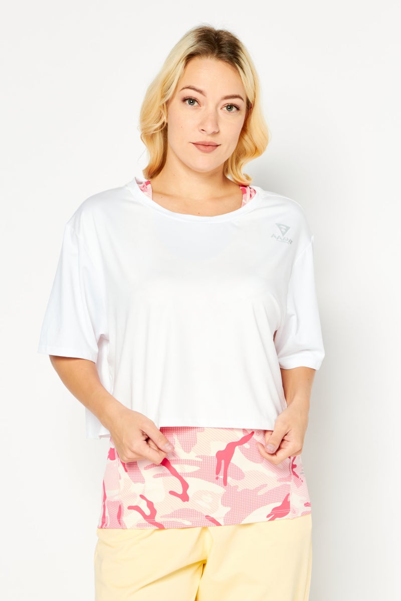 Aape By A Bathing Ape Women Crew Neck Short Sleeves Graphic Print Twinset Top, White  - Image 1