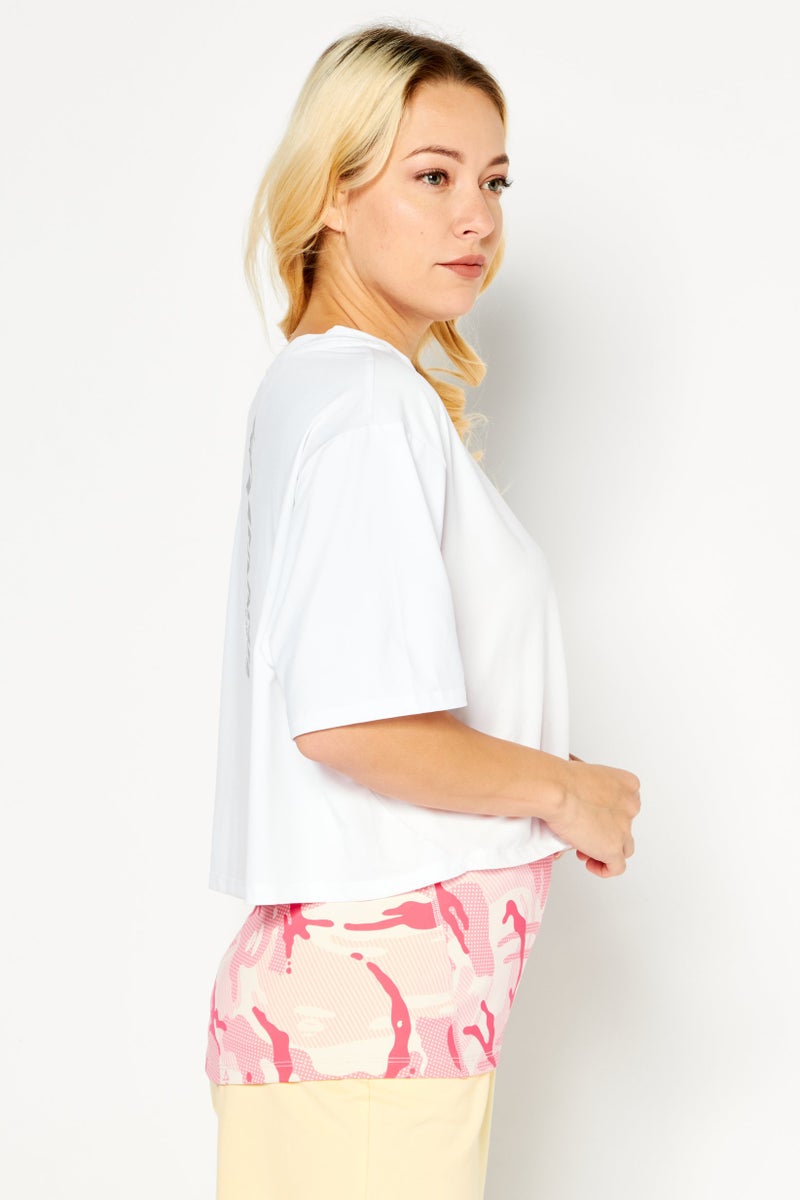 Aape By A Bathing Ape Women Crew Neck Short Sleeves Graphic Print Twinset Top, White  - Image 3