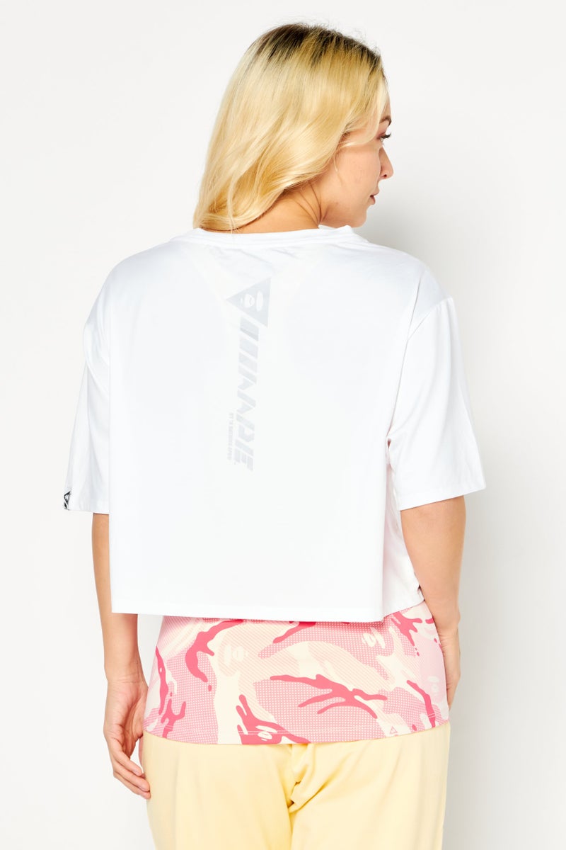 Aape By A Bathing Ape Women Crew Neck Short Sleeves Graphic Print Twinset Top, White  - Image 2