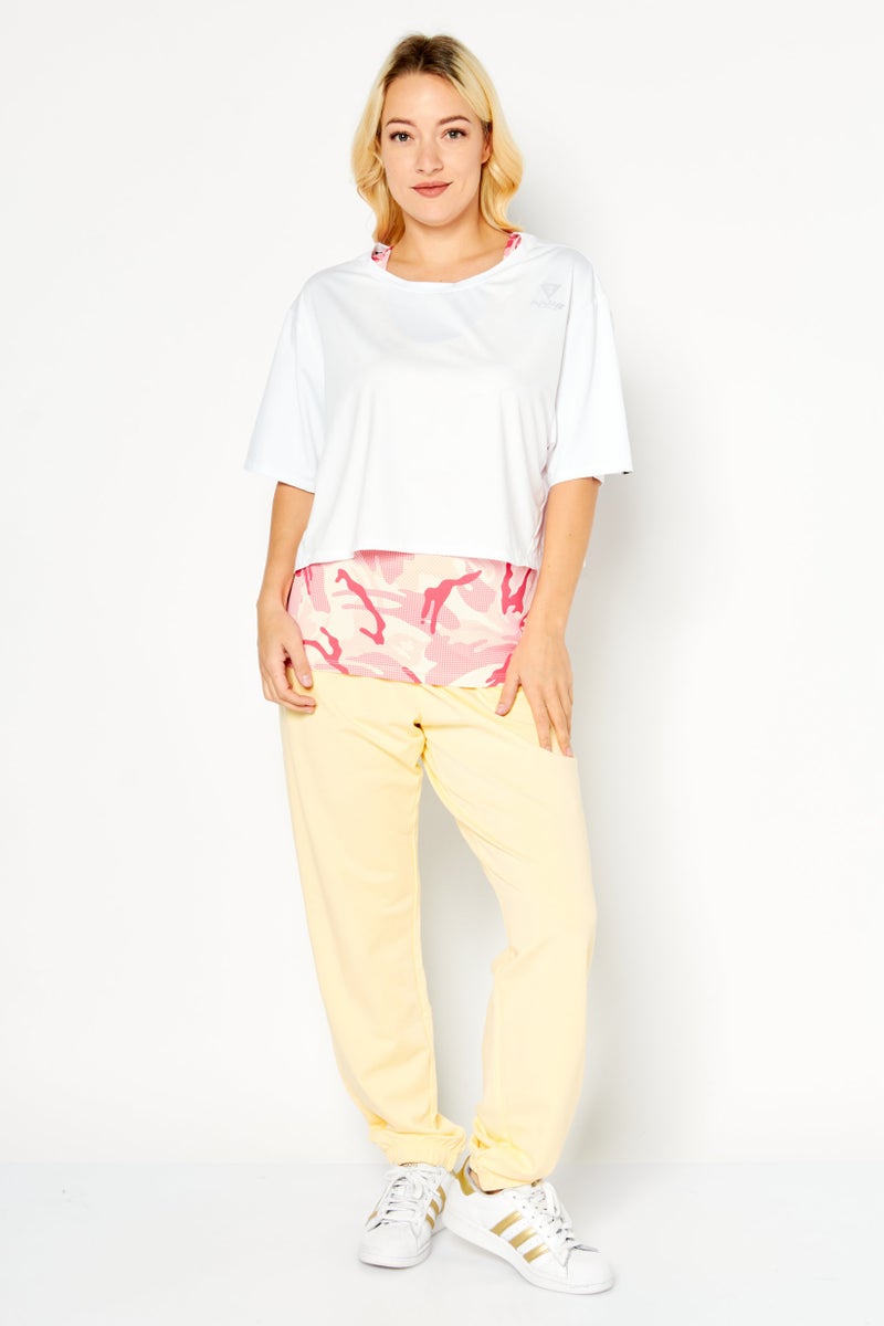 Aape By A Bathing Ape Women Crew Neck Short Sleeves Graphic Print Twinset Top, White  - Image 4