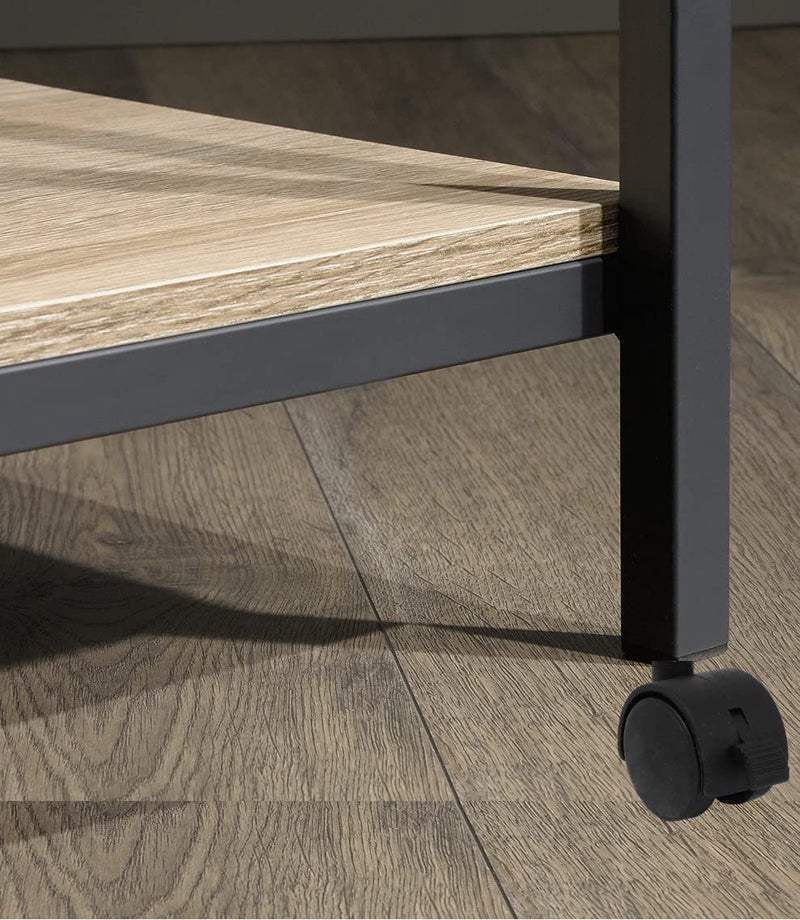 STAR WORK Coffee Table with Metal Frame with Wheels2Tier Tea Table with Storage ShelfCocktail Table TV Stand Side End Table 32 x 19 x 17 inches LxWxHCoffee Table - Image 5