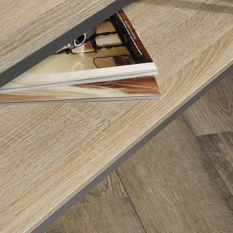 STAR WORK Coffee Table with Metal Frame with Wheels2Tier Tea Table with Storage ShelfCocktail Table TV Stand Side End Table 32 x 19 x 17 inches LxWxHCoffee Table - Image 4