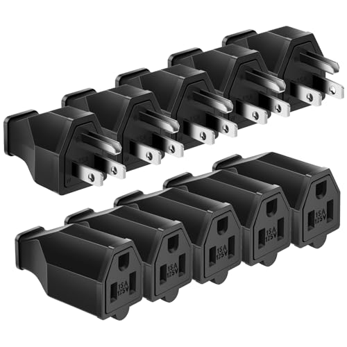 XINYIELE Extension Cord Repair Replacement Ends,Male and Female Electrical Plug Ends，Male Plug End Eeplacement 3 Prong,125V 15A 2Pole 3Wire Connector Straight Blade Plug (Male&Female,5 Set) - Image 1