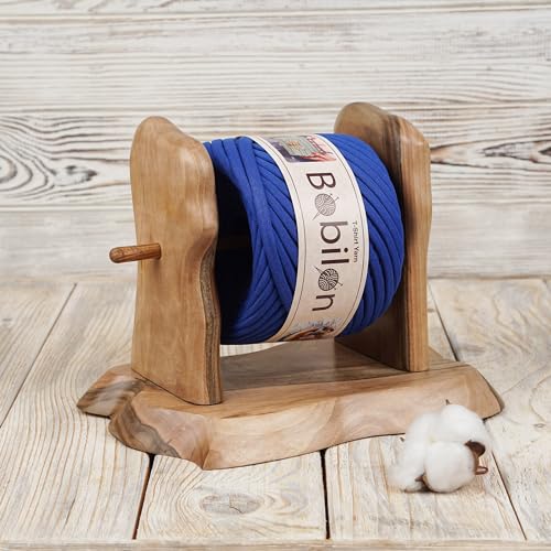 Bobilon Cotton T-Shirt Yarn – 3–5 mm Jersey Ribbon for Crochet, Knitting, Macrame, DIY Crafts – 110 Yards – Fettuccini Zpagetti Style – Organic Cotton Thread - Ultramarine - Image 2