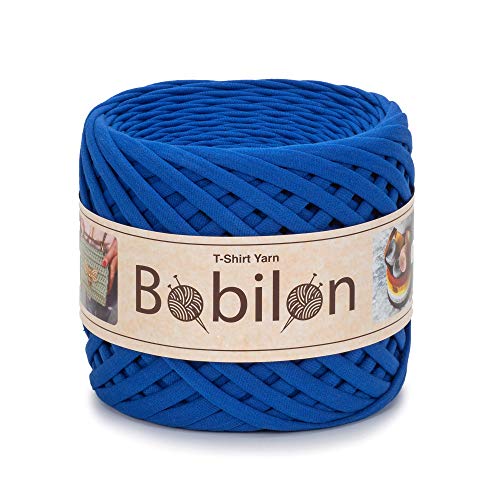 Bobilon Cotton T-Shirt Yarn – 3–5 mm Jersey Ribbon for Crochet, Knitting, Macrame, DIY Crafts – 110 Yards – Fettuccini Zpagetti Style – Organic Cotton Thread - Ultramarine - Image 1