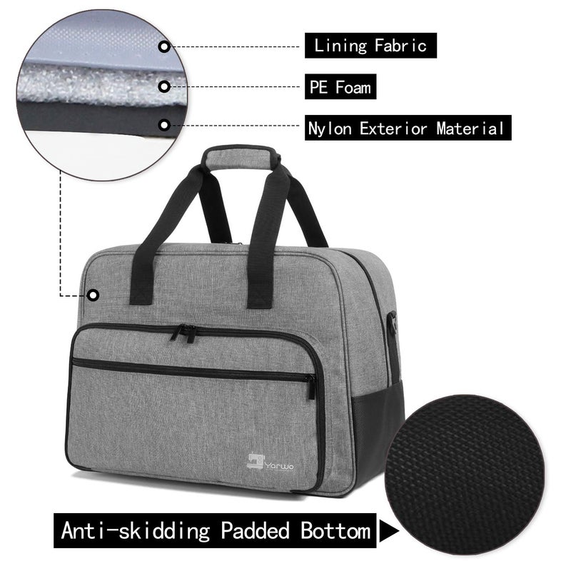 Yarwo Sewing Machine Tote Bag, Universal Portable Carrying Case with Anti-slip Padded Bottom Compatible with Most Standard Sewing Machine and Supplies, Black Dots - Image 3
