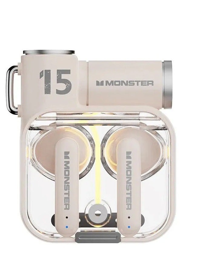 Monster XKT15 Wireless Bluetooth Earbuds Gaming Headphones Deep Bass Low Latency Game Headset with Built in Microphone Noise Canceling Comfortable to wear Lvory - Image 1
