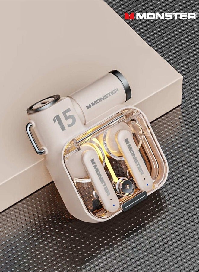 Monster XKT15 Wireless Bluetooth Earbuds Gaming Headphones Deep Bass Low Latency Game Headset with Built in Microphone Noise Canceling Comfortable to wear Lvory - Image 2