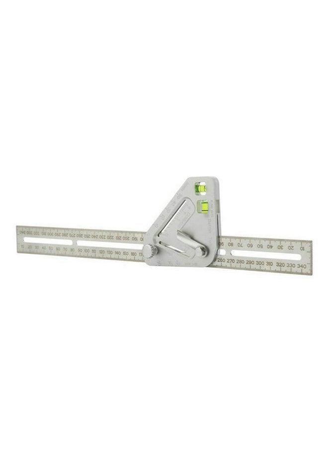 NIBEMINENT Multifunctional Woodworking Triangle Ruler Silver 35.5*2*8cm 