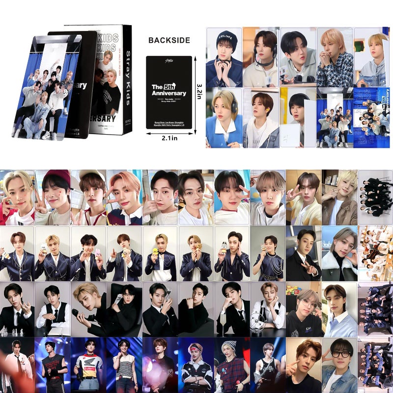 Japior Stray Kids Gifts Set, Including 110 Photocards, 180 Stickers, 1 Drawstring Bag Backpack, 24 Lomo Cards, 3 Design Bracelet, 2 Adhesive Posters, 2 Lanyards, 2 Pins and Keychain SKZ's Fans Merchandise - Image 2