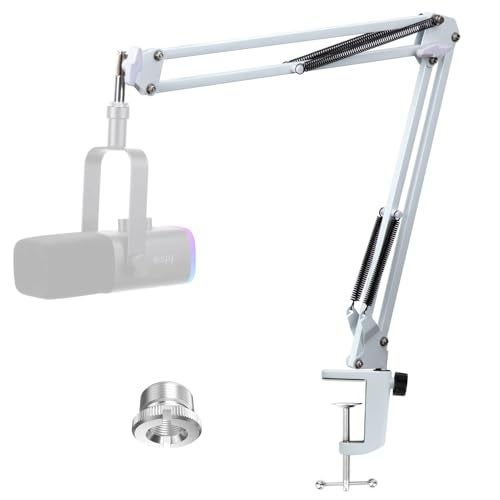 YOUSHARES White Boom Arm for Fifine AM8 White Mic Arm Compatible with Fifine AM8 Microphone Professional Adjustable Scissor White Microphone Boom Arm Stand by YOUSHARES - Image 1