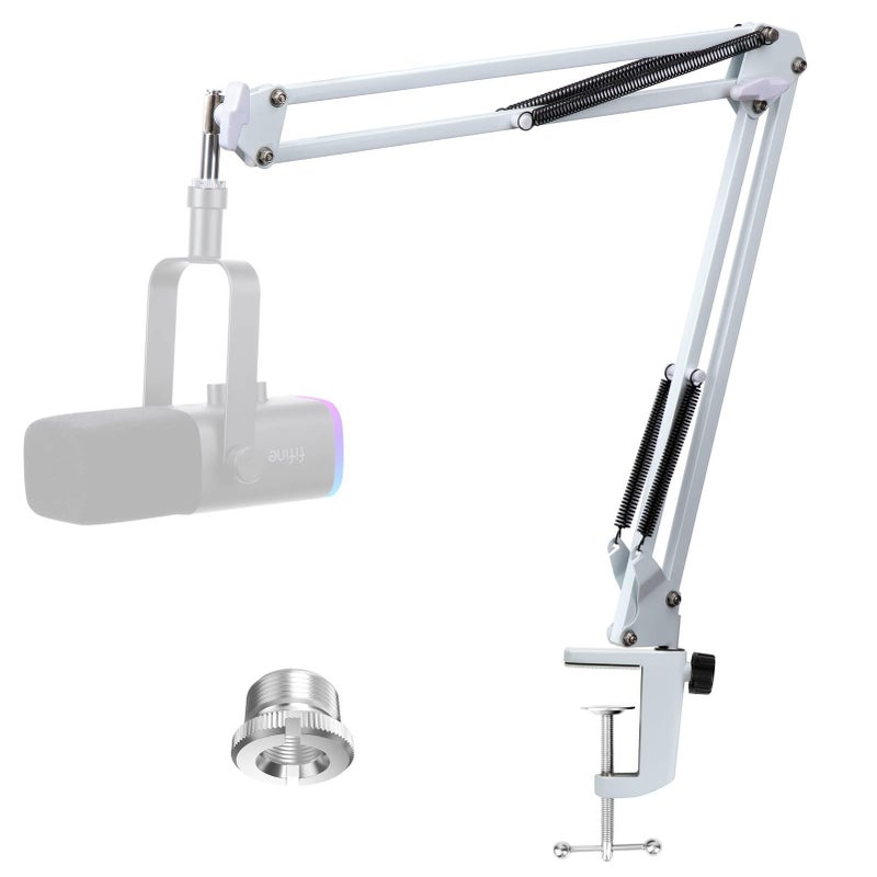 YOUSHARES White Boom Arm for Fifine AM8 White Mic Arm Compatible with Fifine AM8 Microphone Professional Adjustable Scissor White Microphone Boom Arm Stand by YOUSHARES - Image 2