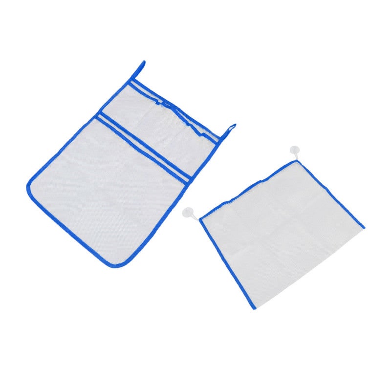 2pcs Mesh Bath Toy Organizer Bathroom Hanging Bathtub Toy Holder Storage Net Bag with Suction Cup Hook Blue - Image 1