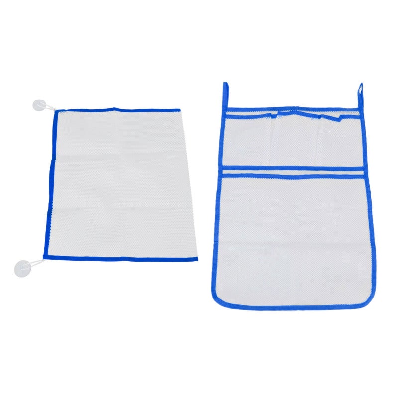 2pcs Mesh Bath Toy Organizer Bathroom Hanging Bathtub Toy Holder Storage Net Bag with Suction Cup Hook Blue - Image 2