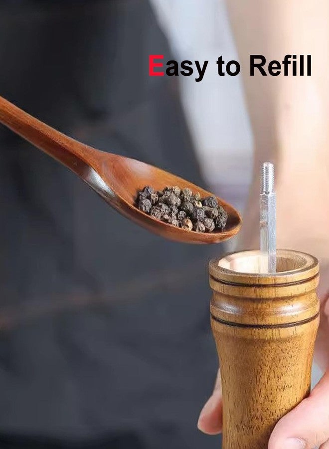 TooWoom Pepper Grinder Salt Grinder Wooden Pepper Mill Grinder w/Adjustable Coarse, 5 inch Tall Wood Refillable Manual Pepper Grinder Mill Peppermill for Black Peppercorn, Easy Clean - Image 4