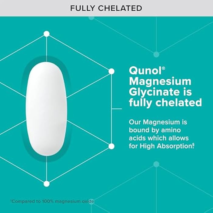 Qunol Magnesium Glycinate 300mg, 100% Glycinate Chelated Magnesium Supplement, 90ct Tablets - Image 3