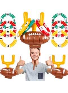 Generic Inflatable Post Ring Toss Football Goal Post Ring Toss Game Include 2 Pieces Toss Post Hat 6 Pieces Ring Toss Goal Post for Boys Girls Football Party Games(2 Set)  - Image 1