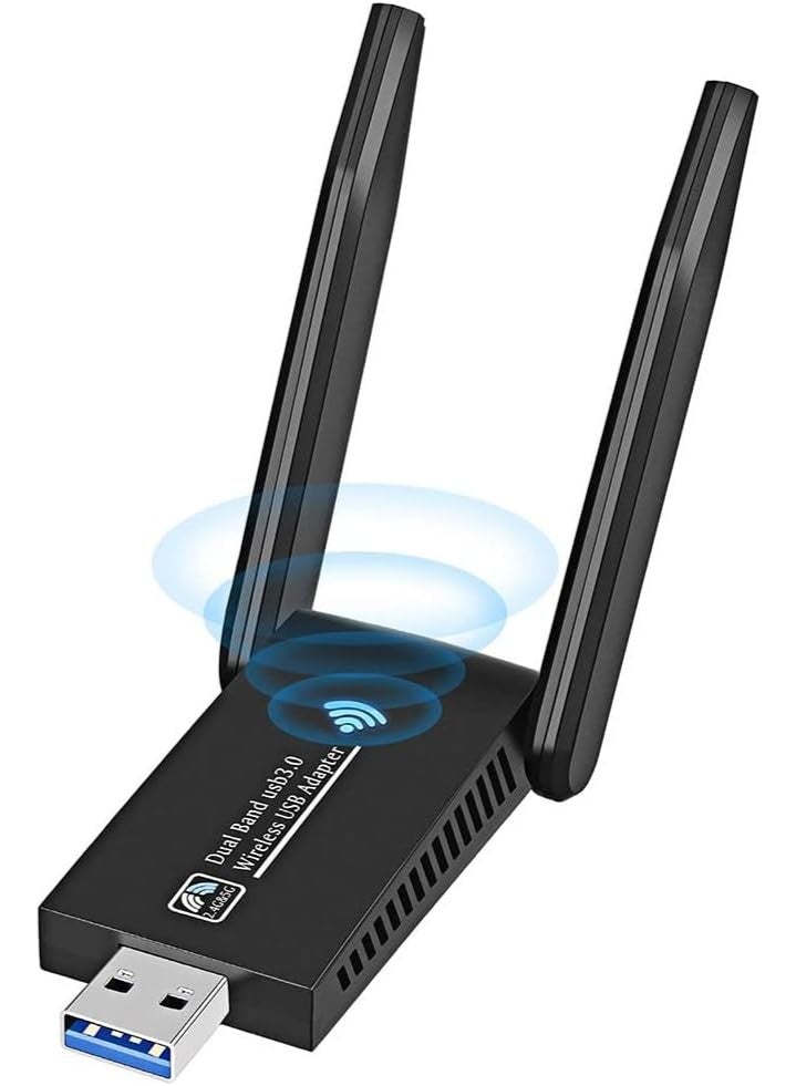 VIUAUAX Wireless USB WiFi Adapter,1300Mbps Dual Band 2.4/5Ghz Wireless Network External Receiver,5dBi Dual Band Wifi Dongle For PC/Desktop/Tablet/Laptop - Image 1