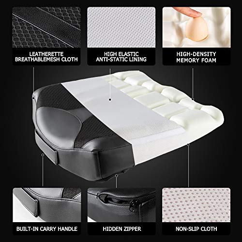 QYILAY Car Memory Foam Heightening Front Seat Cushion for Short People Driving, Hip(Coccyx/Tailbone) and Lower Back Pain Relief Butt Pillows, Adult Booster Seat for Car. (Black) - Image 5
