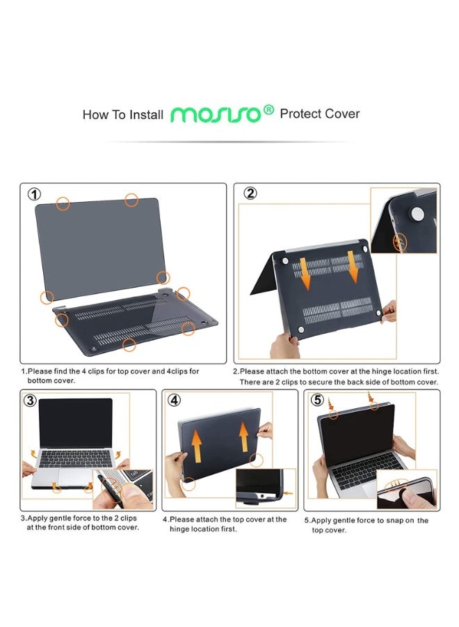 1Pcs For MacBook Air 13 inch Case M1 A2337 A2179 A1932, Protective Hard Shell Cover Compatible for MacBook Air M1 Case 13.3 inch 2021 2020 2019 2018 Retina Touch ID (Black) - Image 2