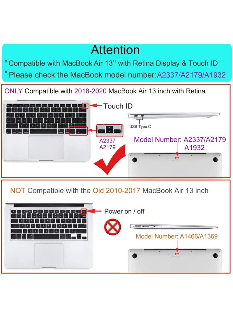 1Pcs For MacBook Air 13 inch Case M1 A2337 A2179 A1932, Protective Hard Shell Cover Compatible for MacBook Air M1 Case 13.3 inch 2021 2020 2019 2018 Retina Touch ID (Black) - Image 3