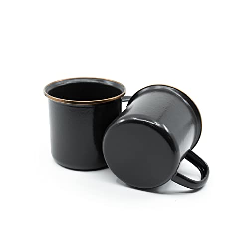 Barebones Enamel Cup Set Enamel Coffee Mugs Set of 2 16oz Stainless Steel Rim Camping Mug for Indoor and Outdoor Use Charcoal - Image 1