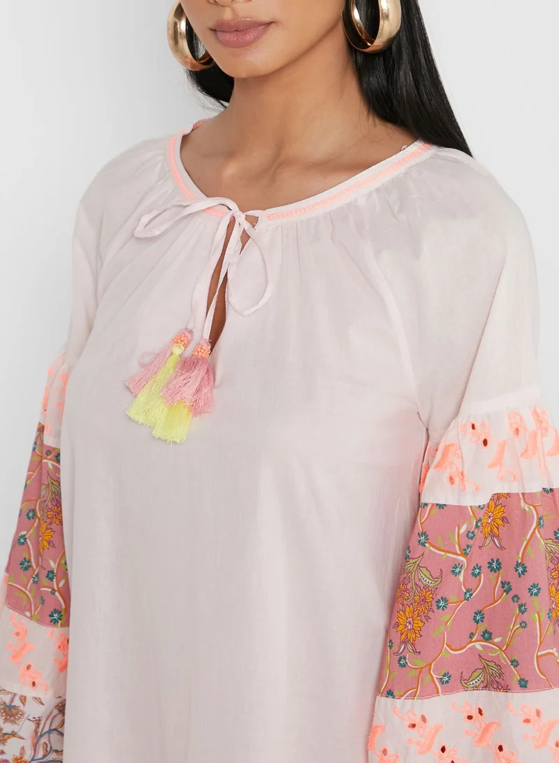 RIVER ISLAND Print Sleeve Smock Beach Dress