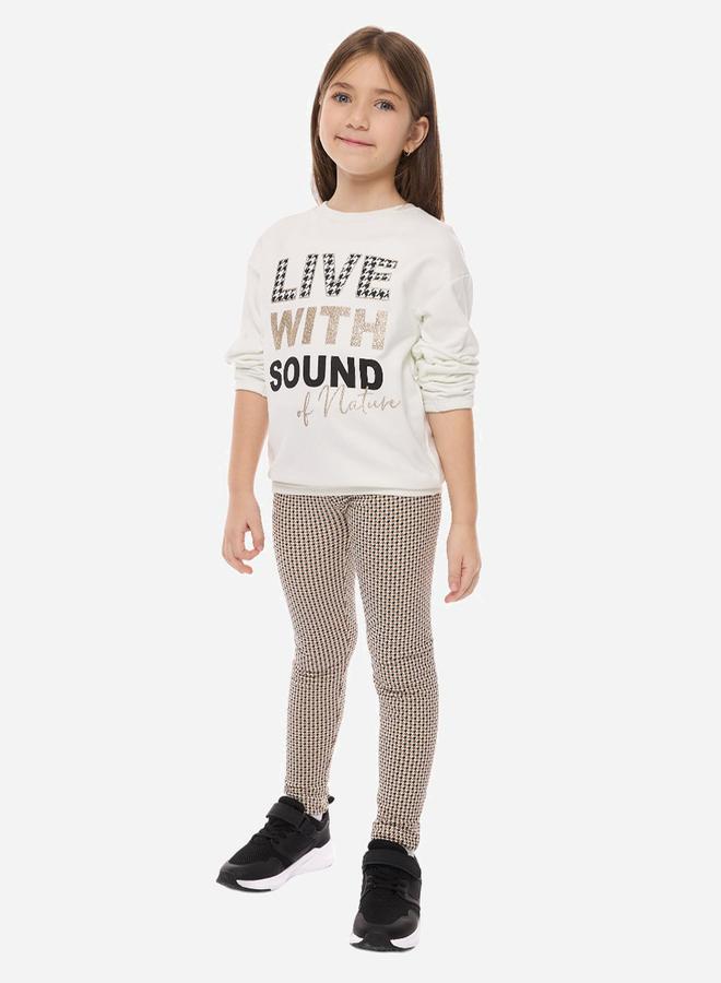 victor and jane Embroidered Round Neck Sweatshirt & Printed Leggings Set by Styli - Image 2