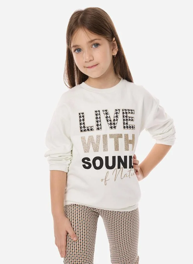 victor and jane Embroidered Round Neck Sweatshirt & Printed Leggings Set by Styli